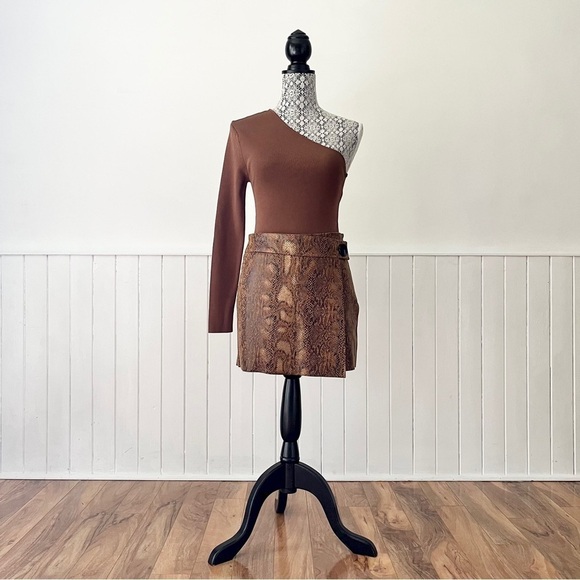Zara Snakeskin Faux Wrap Skort Size S - Picture 14 of 14